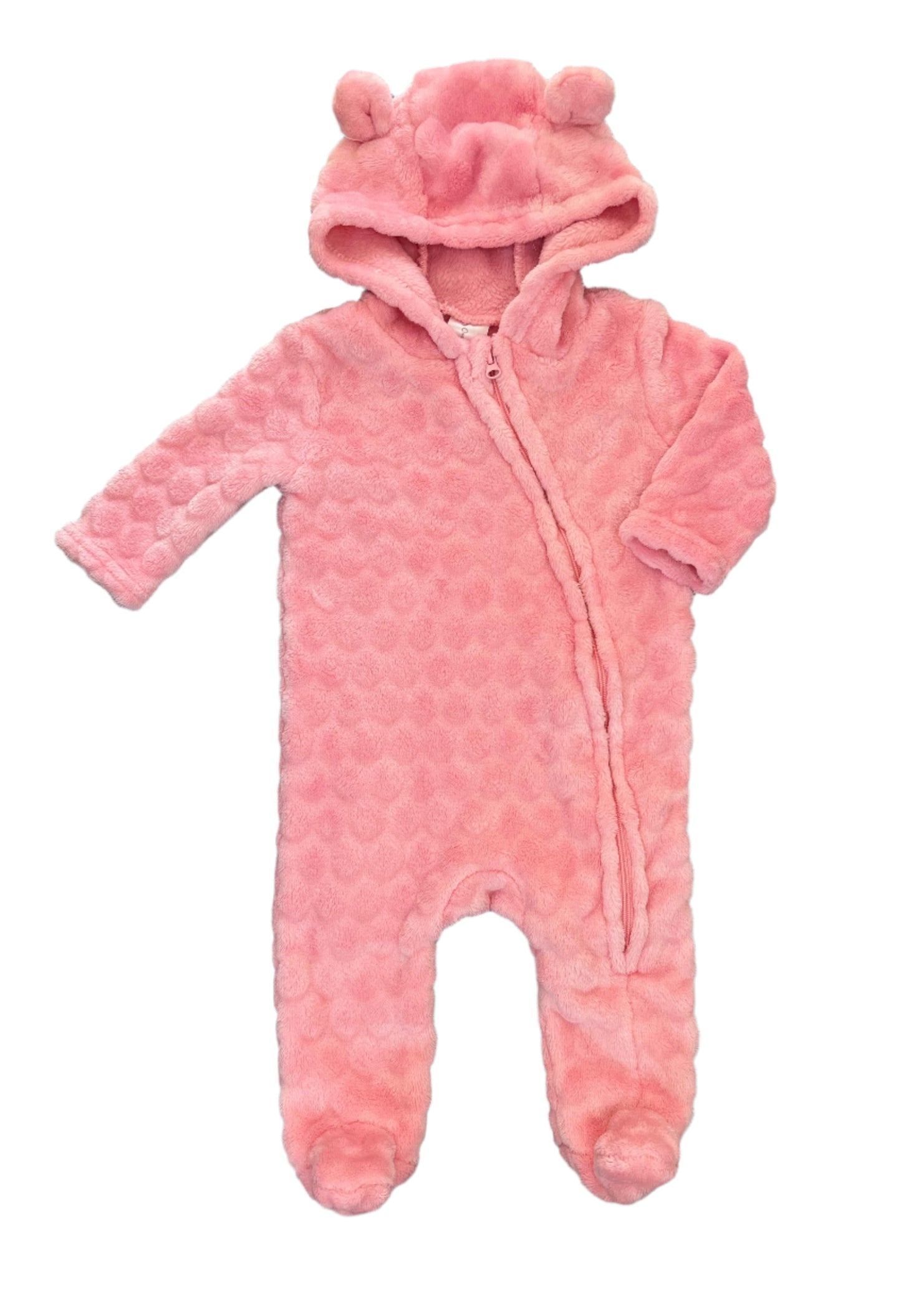 0-3M Hooded Fleece babygrow - OneTwoThree