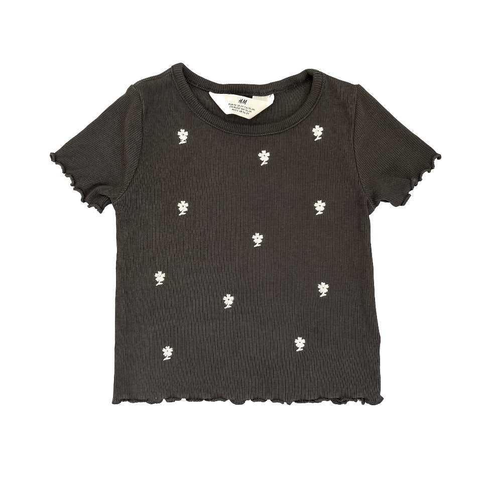 18-24M Charcoal Embroider floral tee - H&M