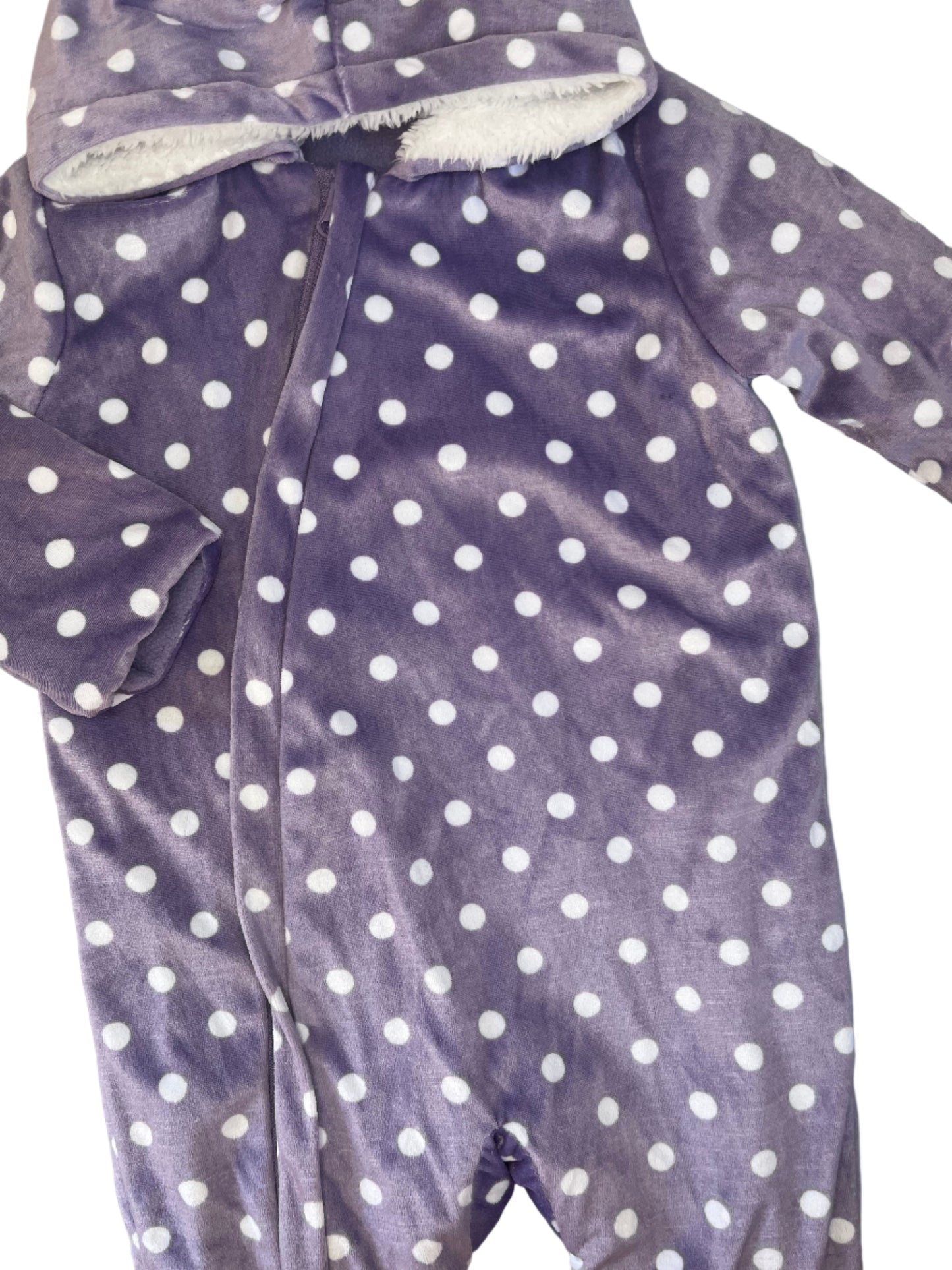 6-12M Polka dot hooded babygrow - Tiny tots