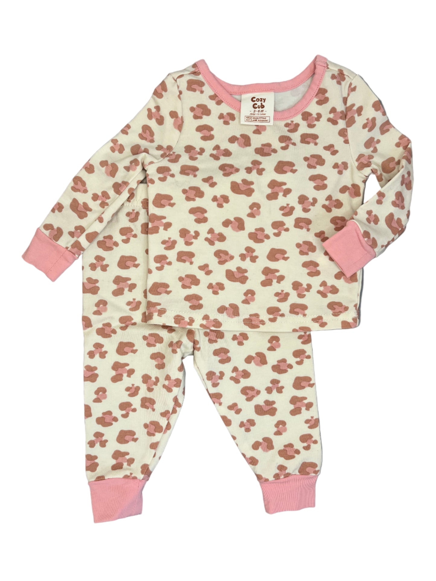 3-6M Pink print pajama set (Snug-fitting) - Cozy cub