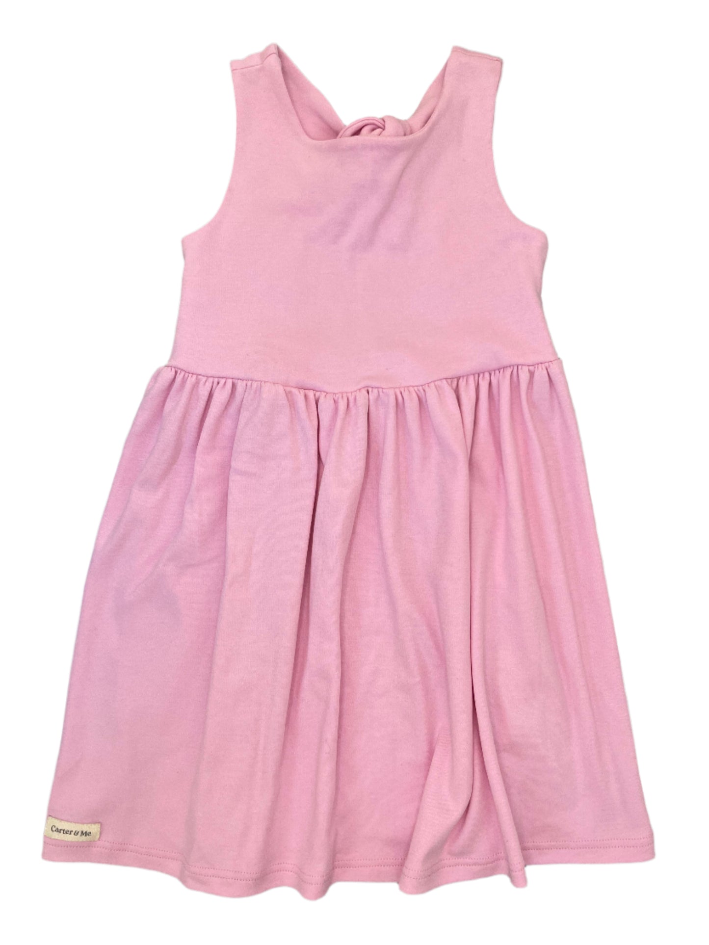 5-6Y Cotton back bow dress in pink - Carter & Me