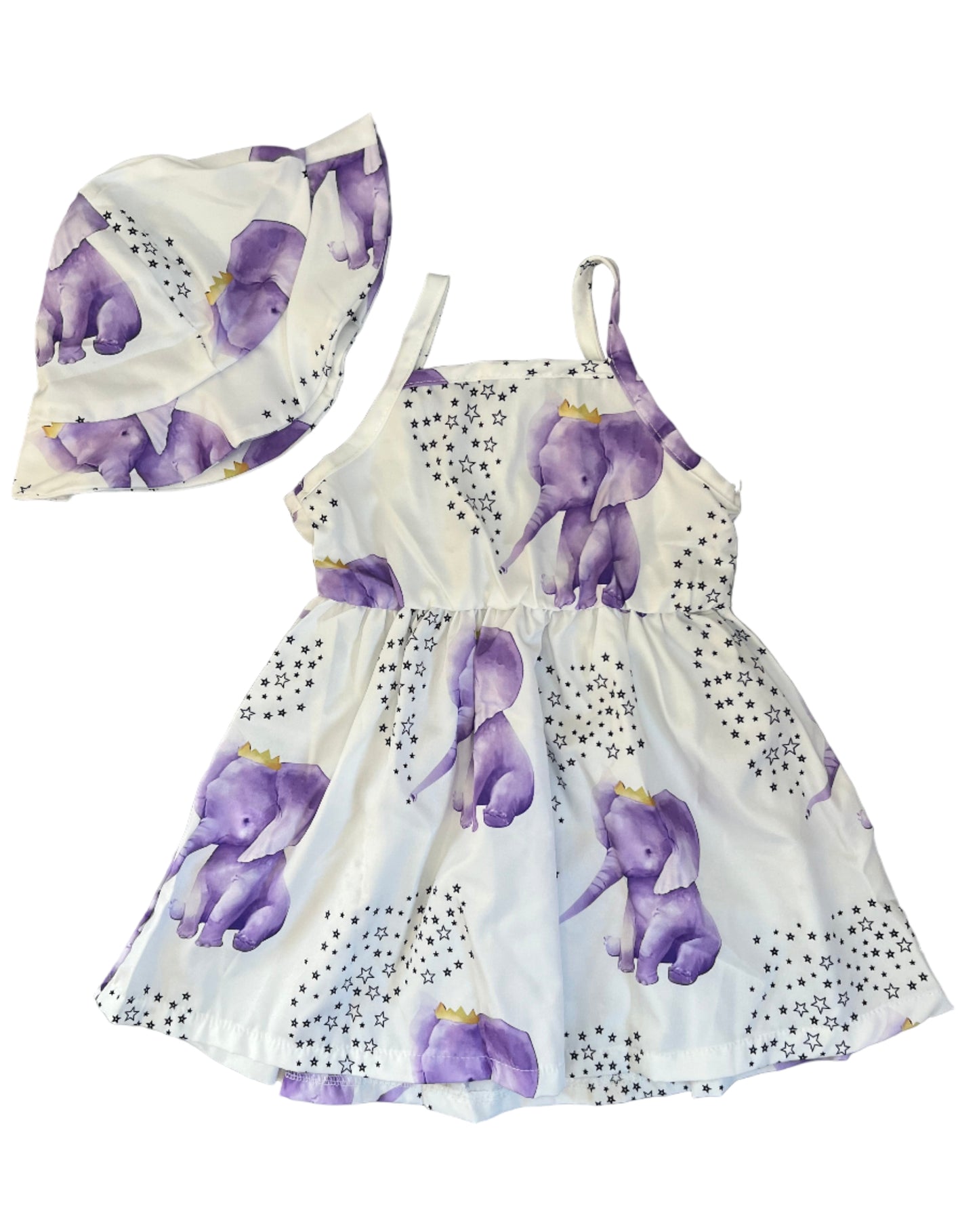12-18M Purple elephant dress with matching hat - Shein