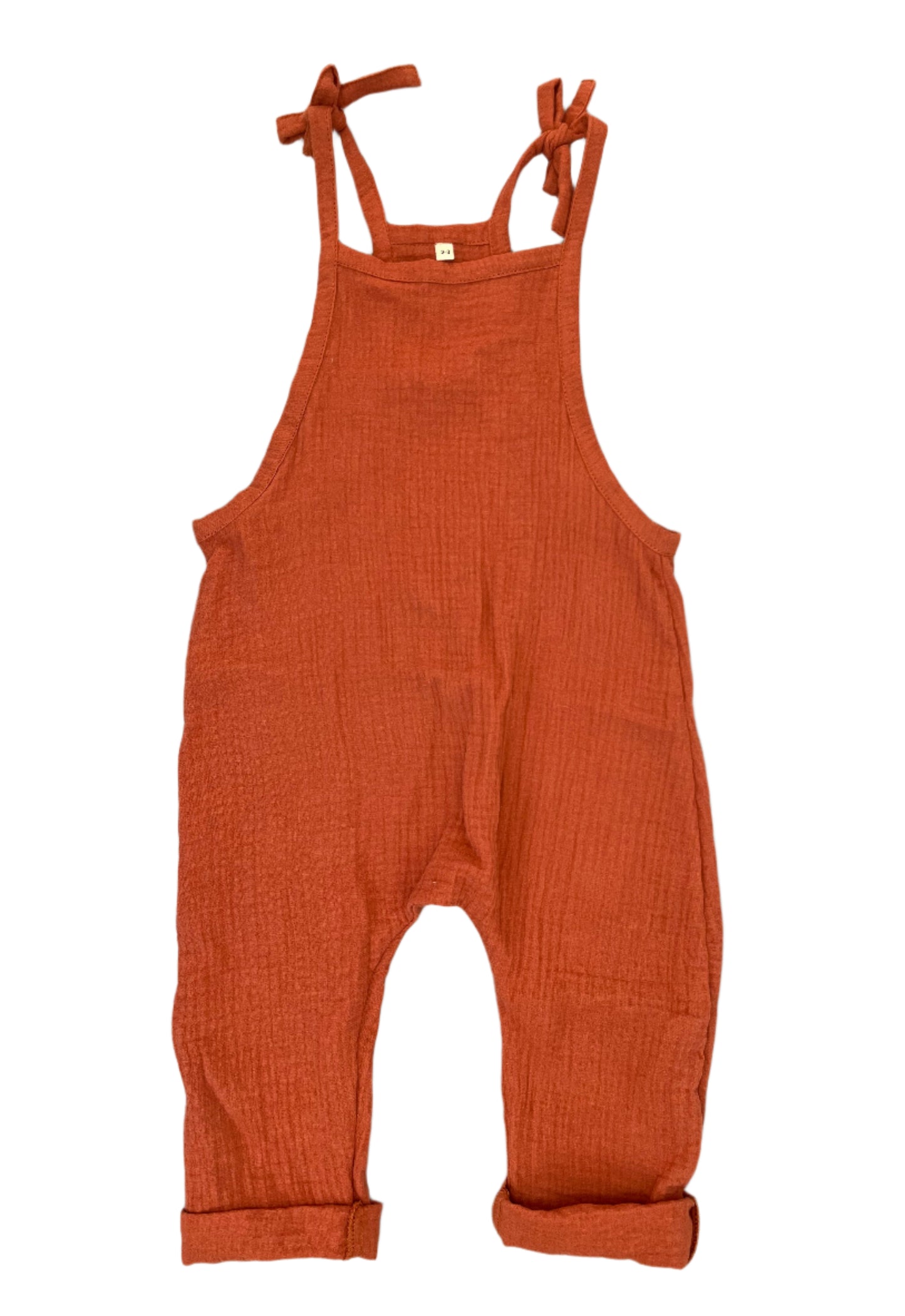 2-3Y Muslin tie top romper in colour rust - Carter & Me