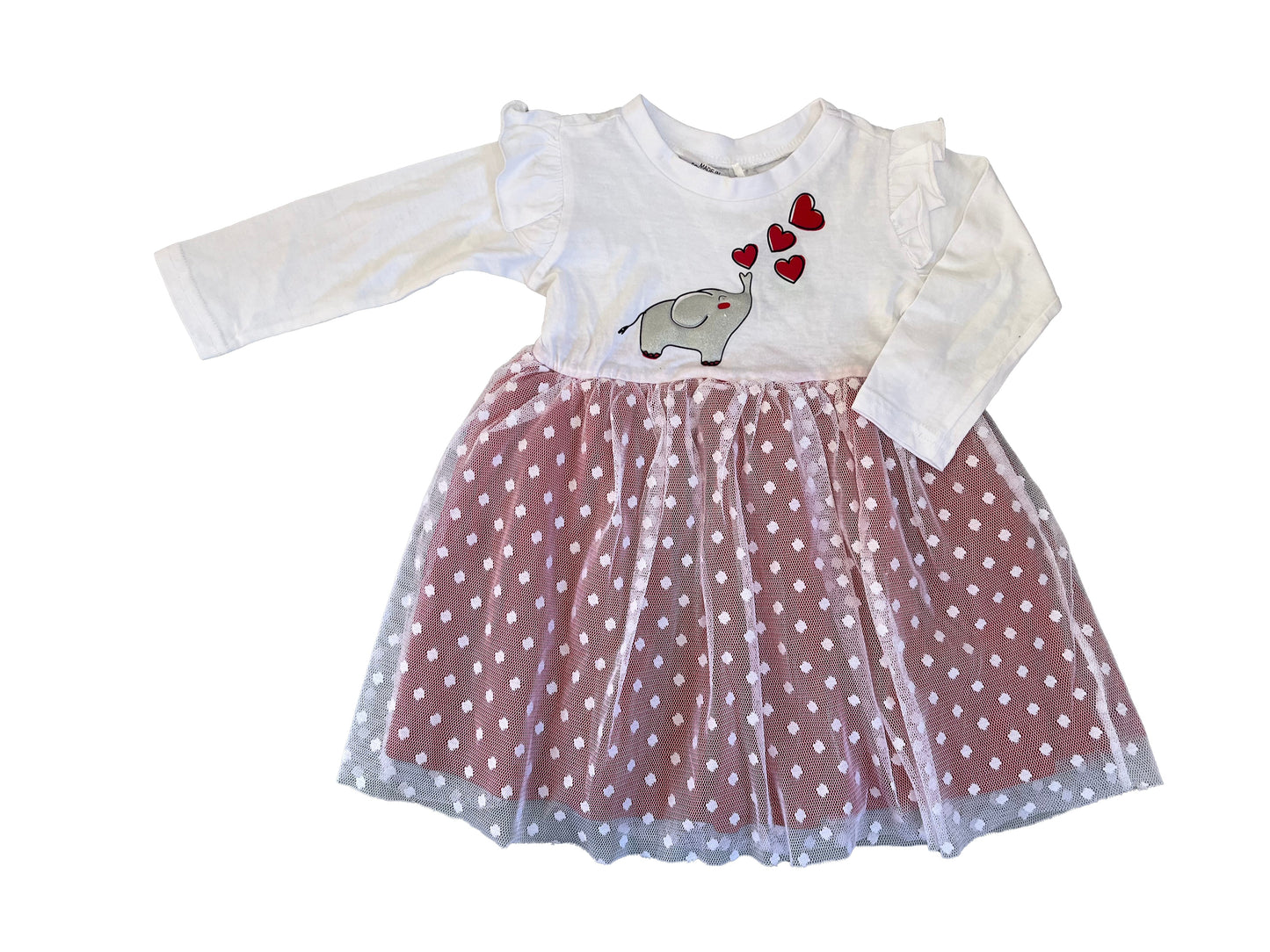 12-18M Long sleeve dress with elephant print - OneTwoThree