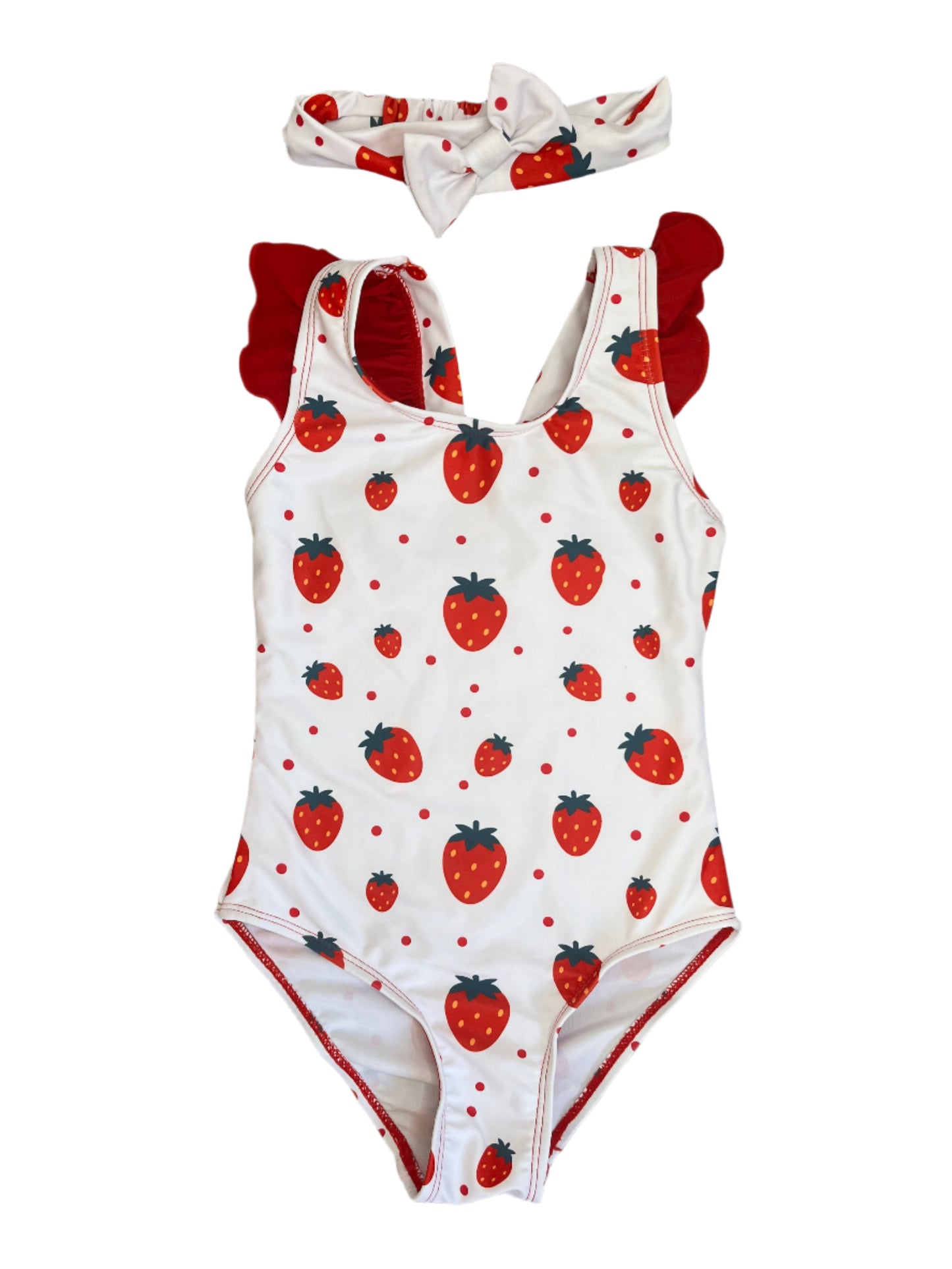 5Y Strawberry Swimsuit with matching headband - Shekini