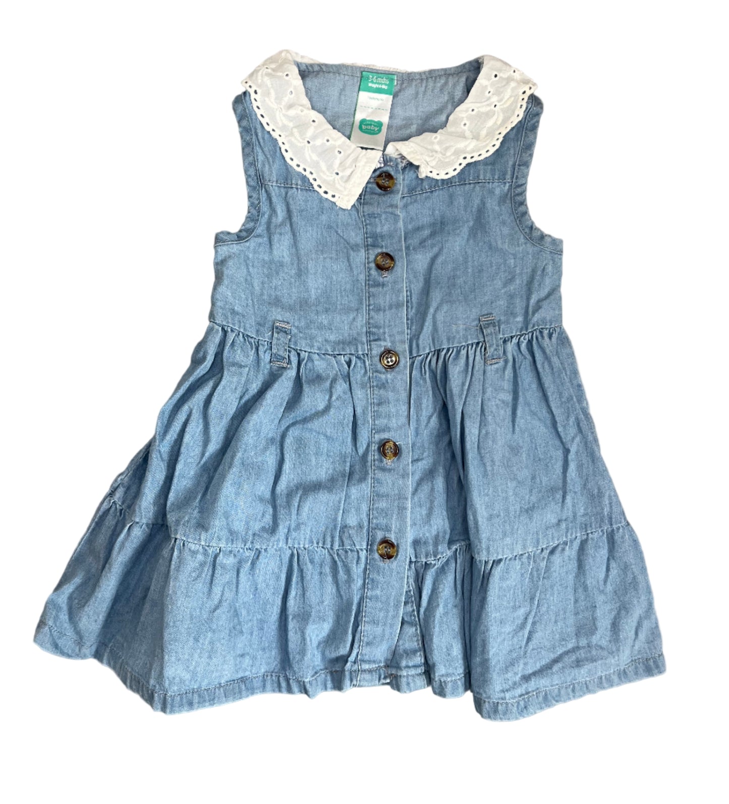 3-6M Front button anglaise collar dress - Ackermans Baby