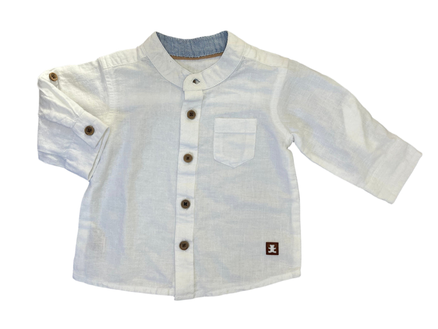 6-12M White front button shirt - Woolworths
