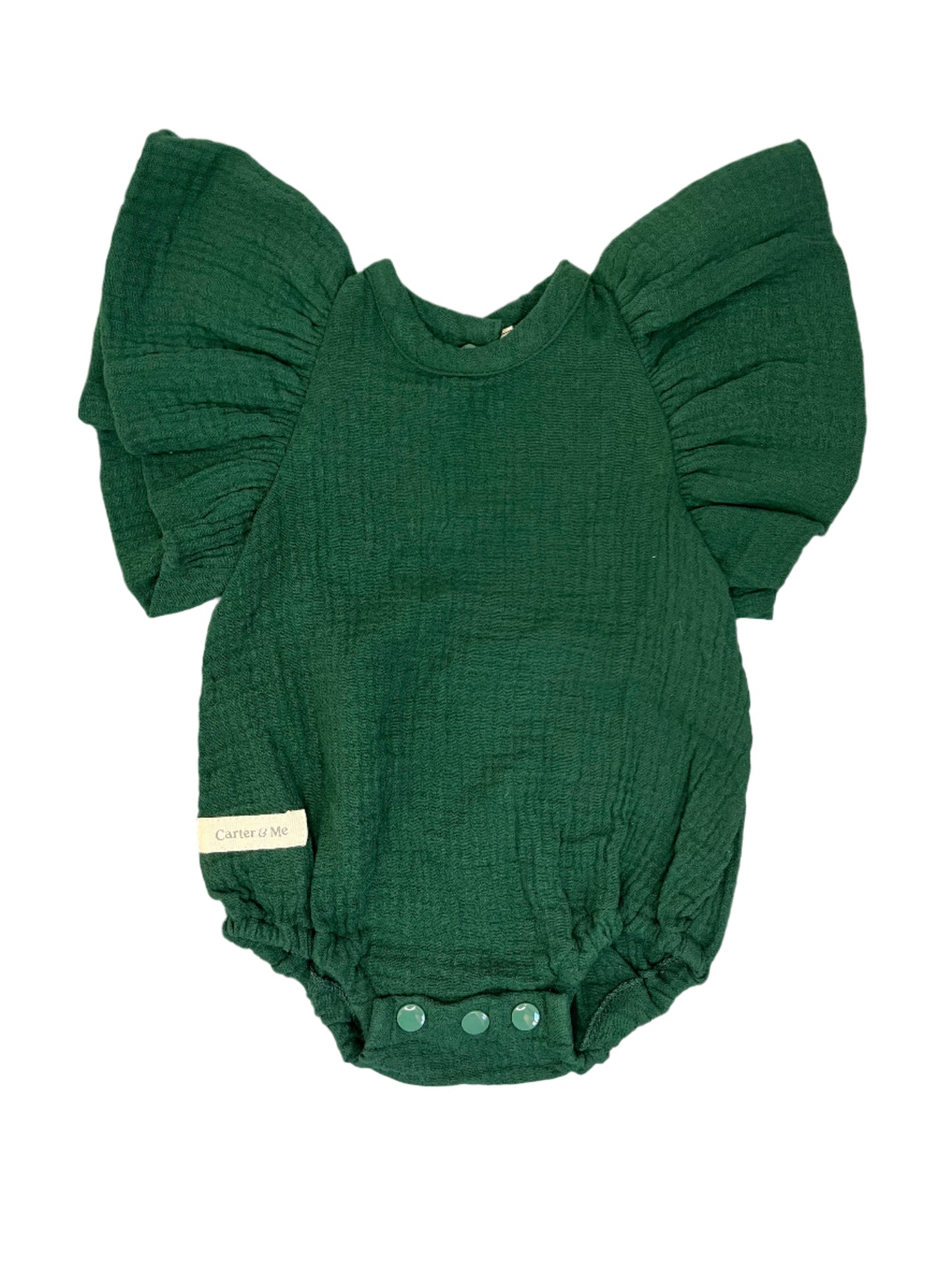 6-9M Muslin flutter sleeve romper - Carter & Me