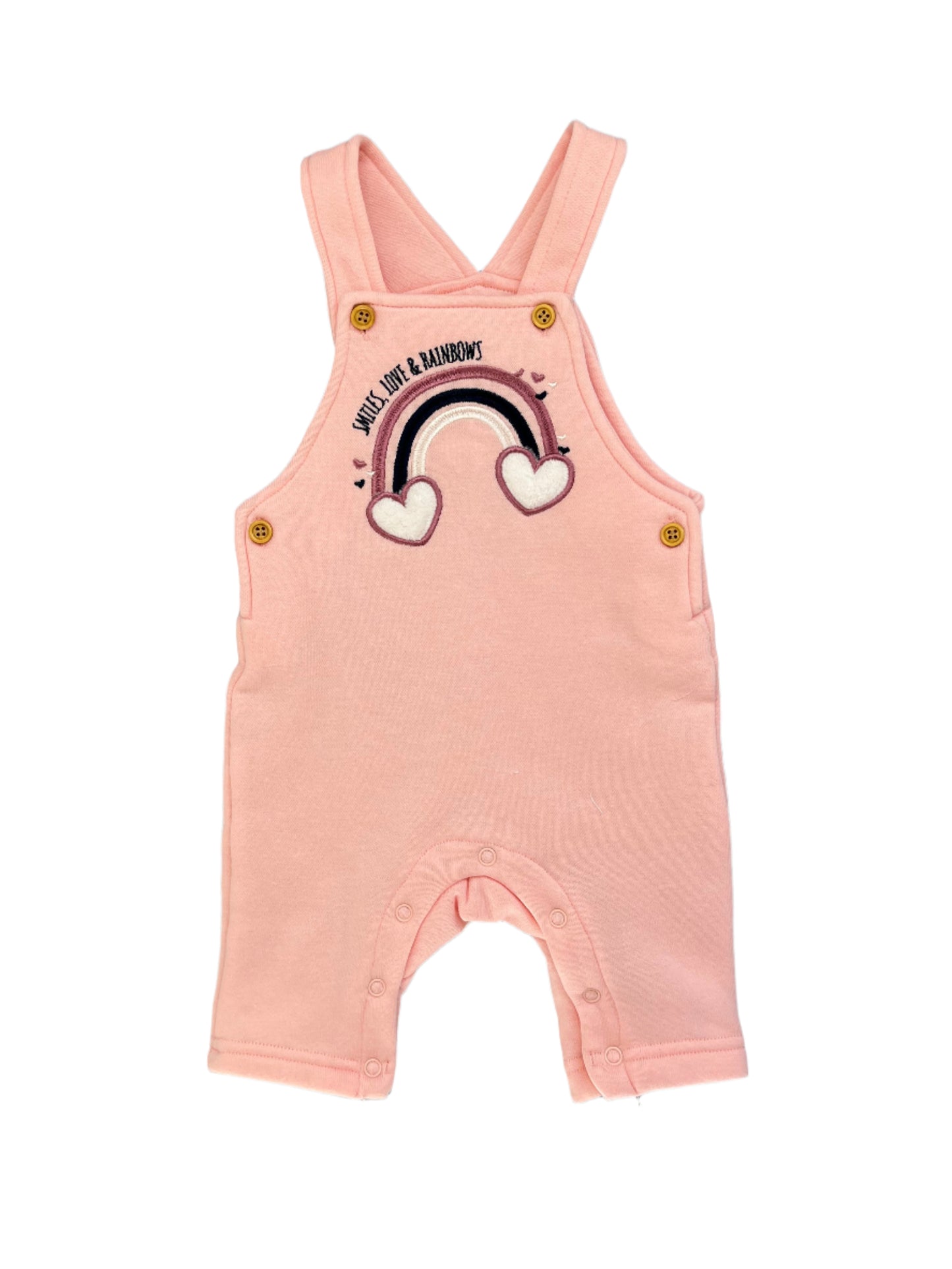 0-3M Smiles, Love and rainbows dungaree - Cuddlesome