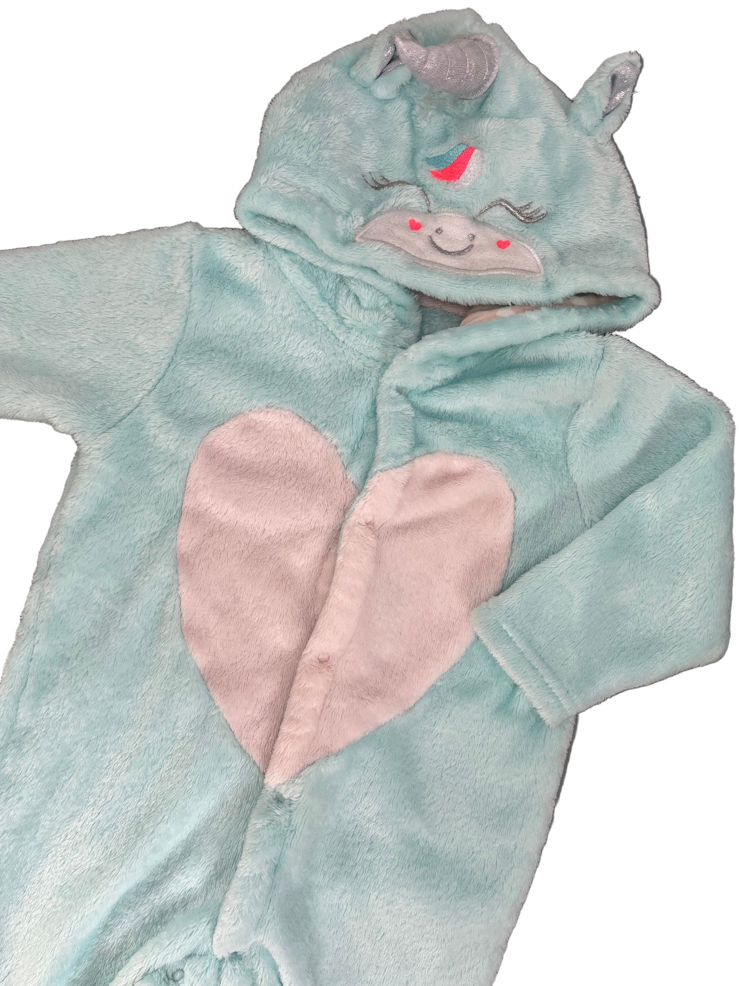 3-6M Unicorn hooded onesie - Woolworths