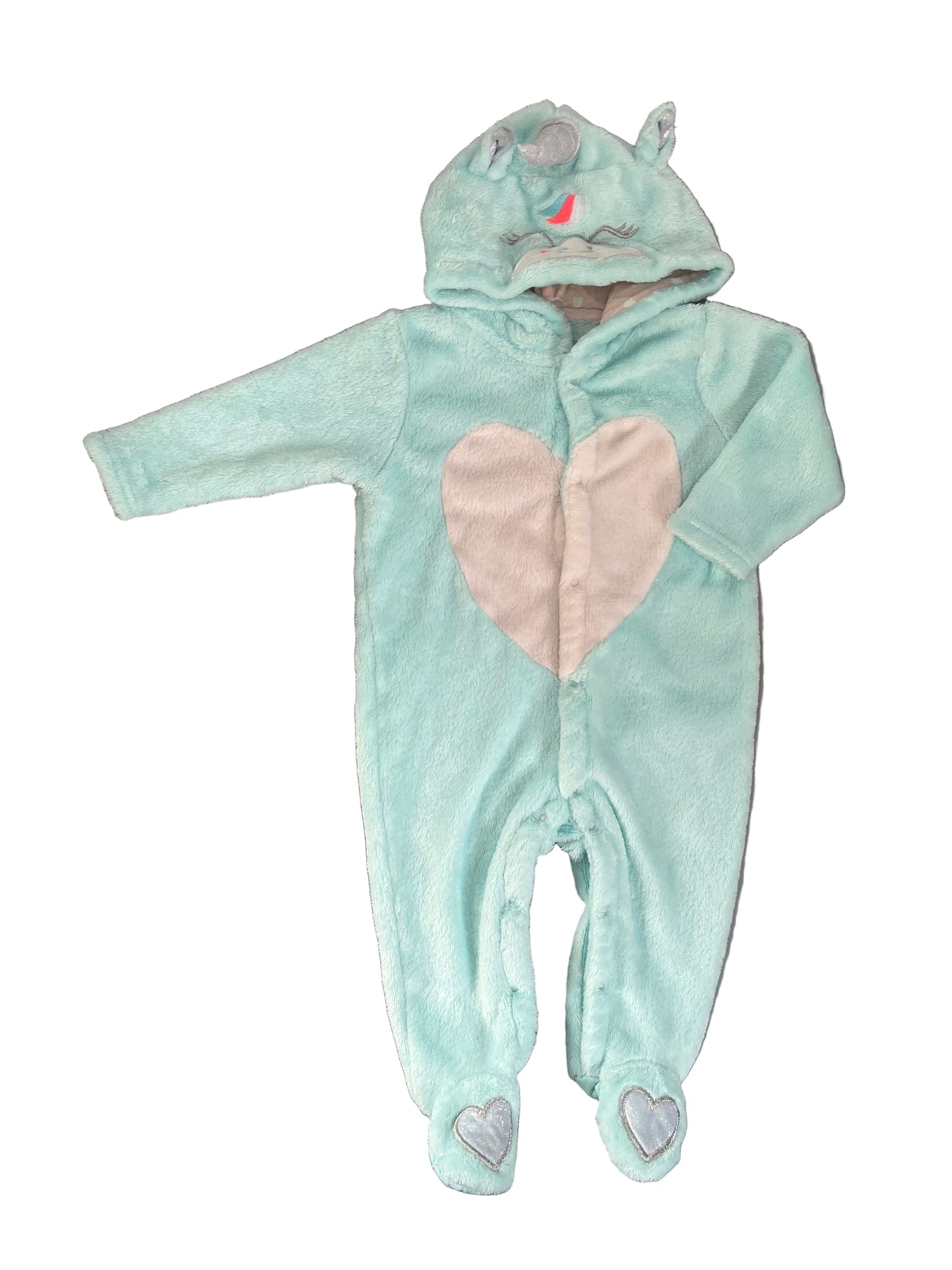 3-6M Unicorn hooded onesie - Woolworths