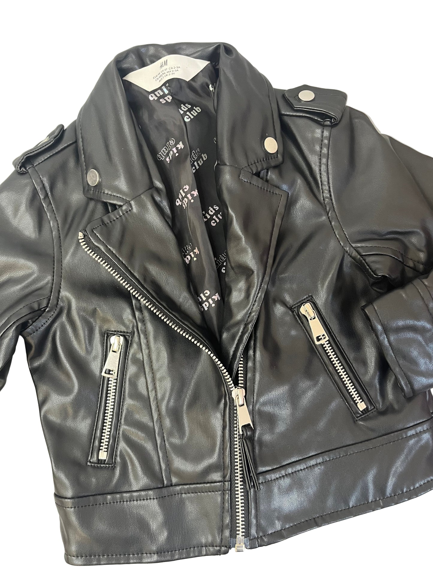 2-3Y Black pleather Jacket - H&M
