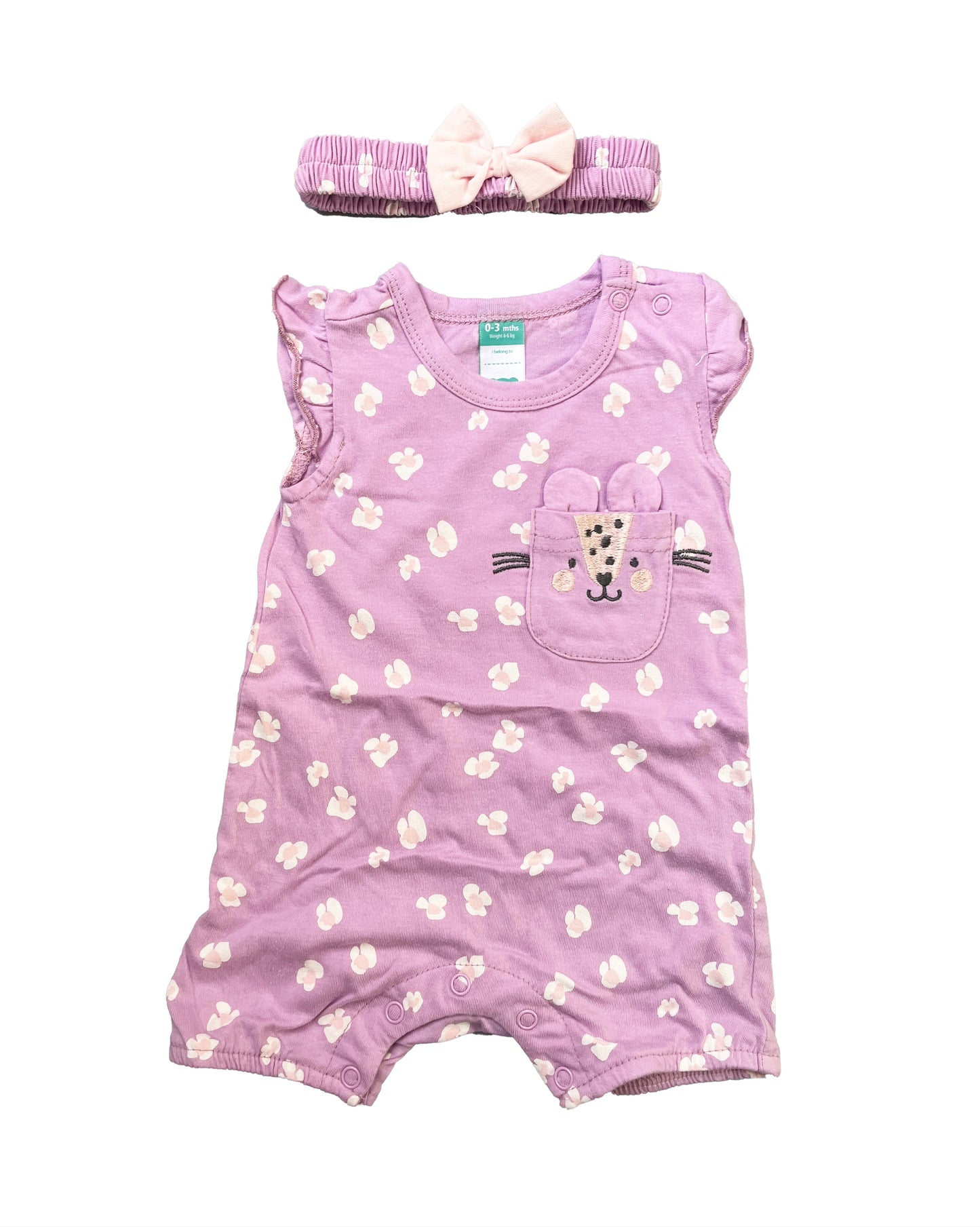 0-3M Romper with matching headband - Ackermans Baby