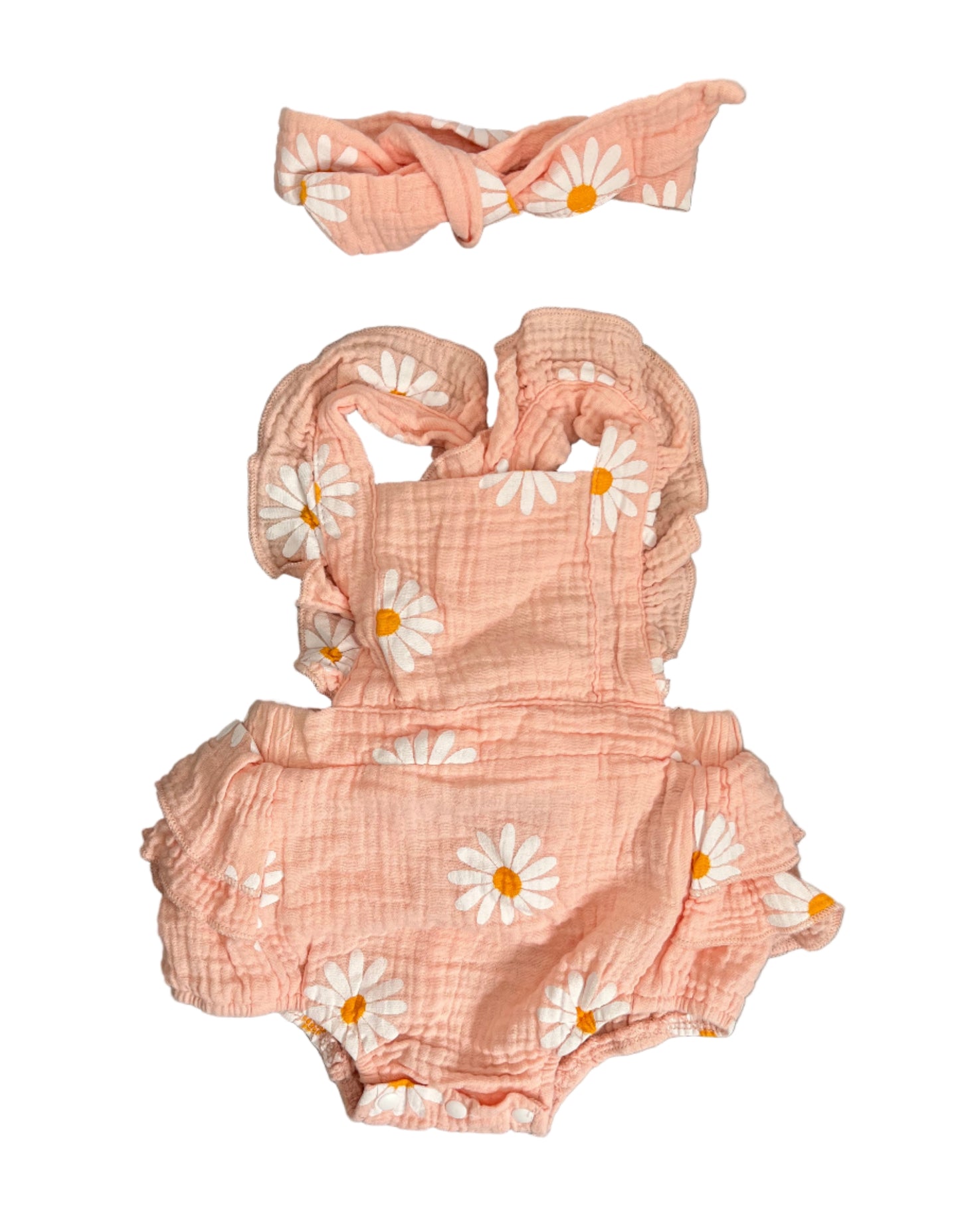 3-6M Daisy romper with matching headband