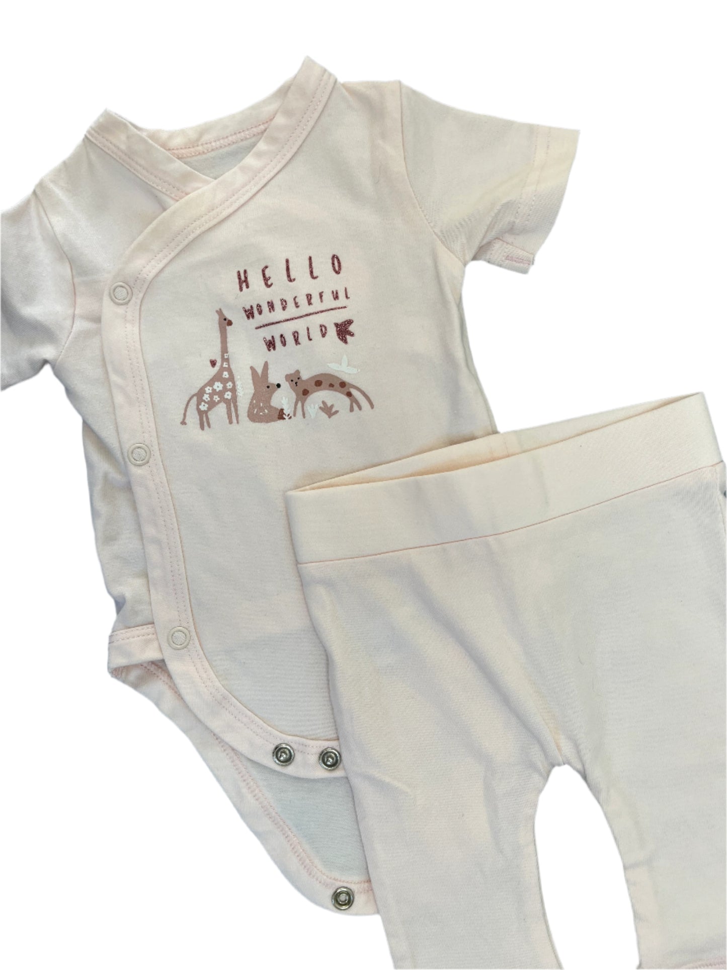 1-3M Hello wonderful world vest and matching leggings - Woolworths