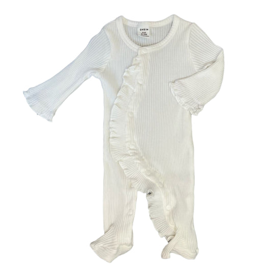 0-1M White Rib sleepsuit - Shein