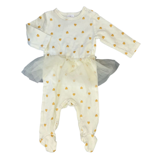 0-3M Shiny hearts tutu babygrow - OneTwoThree