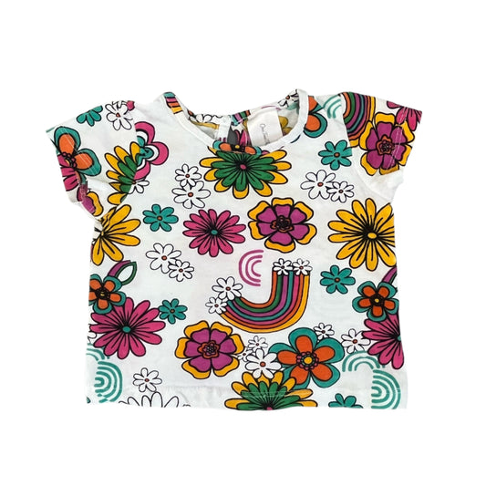 3-6M Floral tee - OneTwoThree