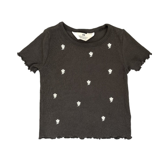 18-24M Charcoal Embroider floral tee - H&M