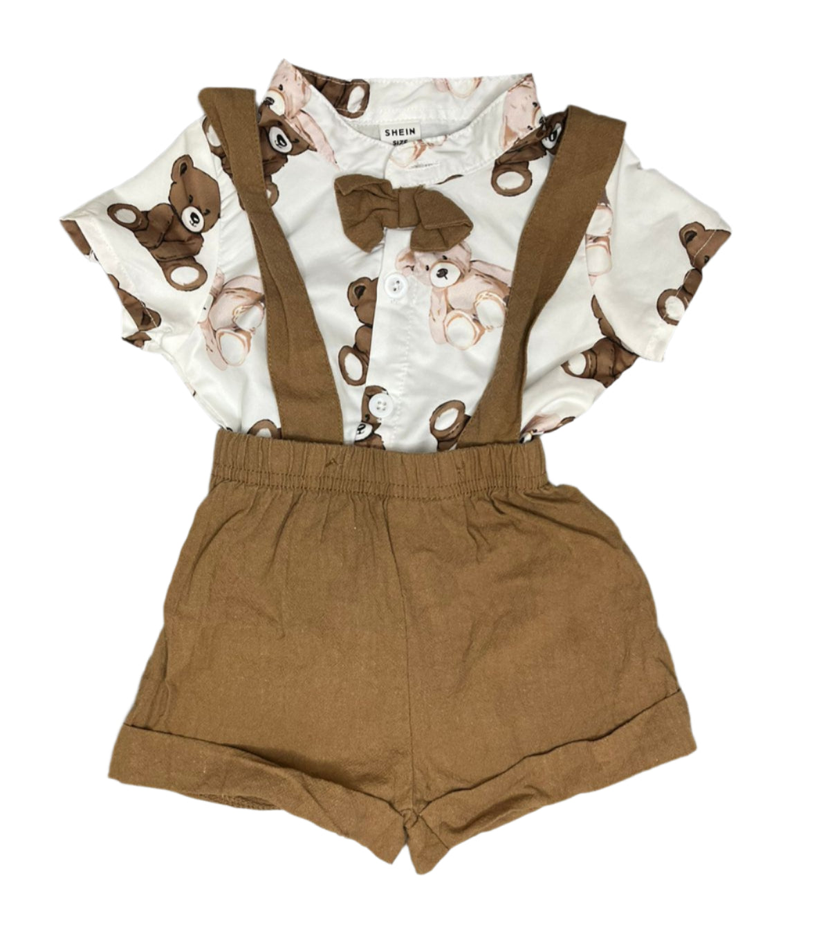 3-6M Bear print vest with matching shorts - Shein