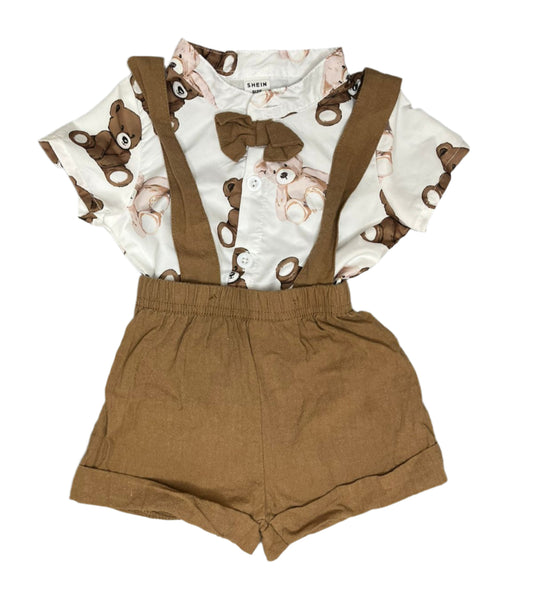 3-6M Bear print vest with matching shorts - Shein