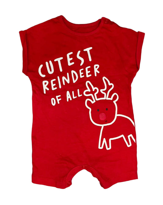 3-6M Cutest reindeer of all romper - Woolworths