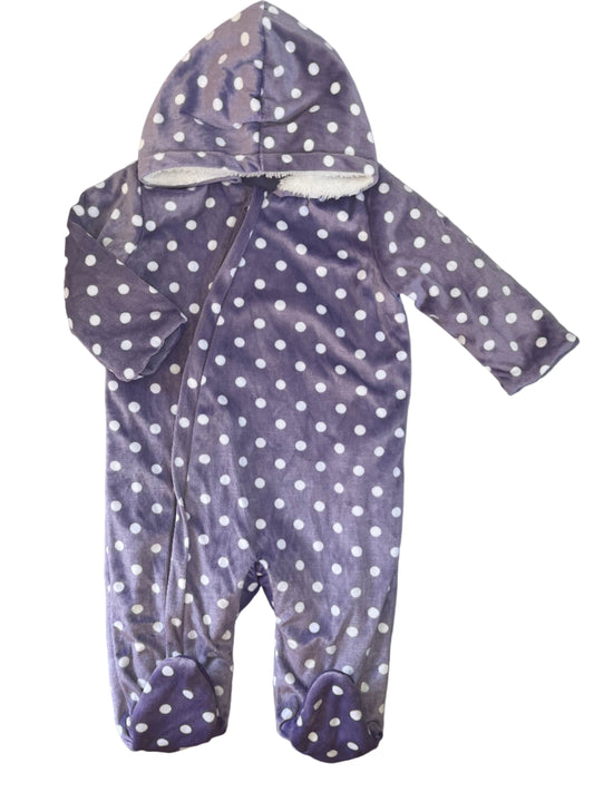 6-12M Polka dot hooded babygrow - Tiny tots