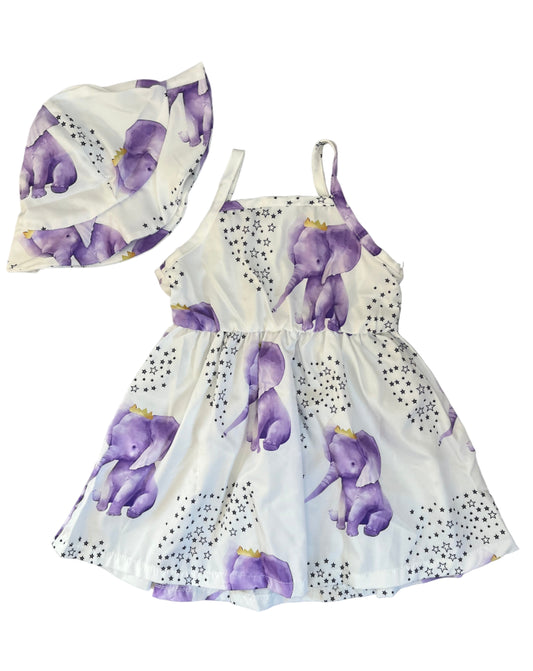12-18M Purple elephant dress with matching hat - Shein