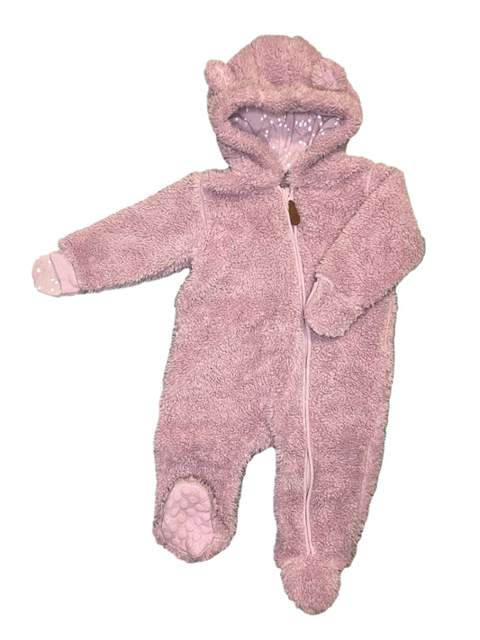 6-12M Purple hooded purple fleece onesie - Woolworths