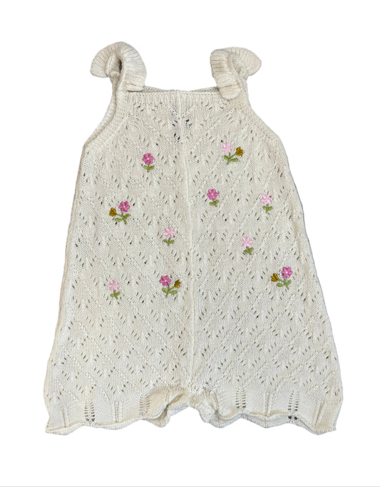 6-12M Floral embroidery knit romper - Woolworths