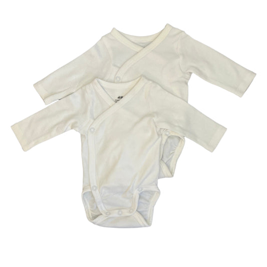 0-1M Long sleeve vests in white - H&M
