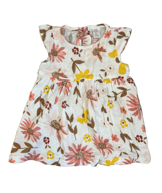 6-12M Floral Muslin dress - Tiny tots