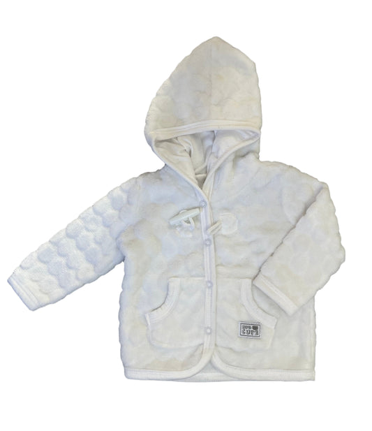 0-3M White fleece hoodie - Ackermans Baby