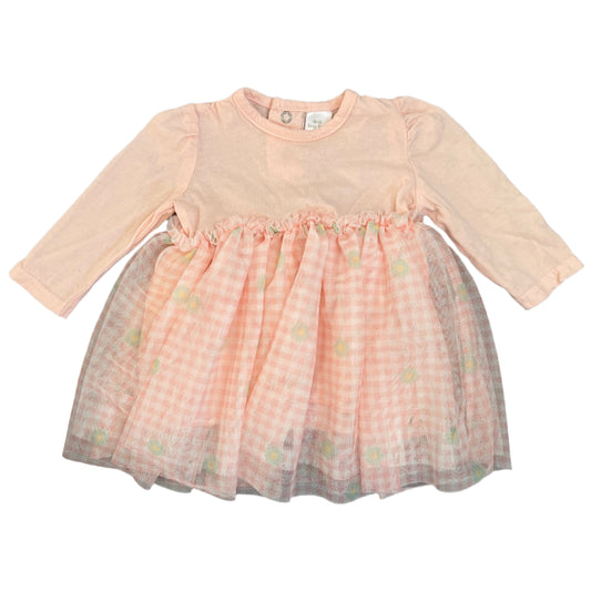 0-3M Long sleeve dress with tule overlay - Tiny tots