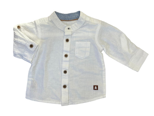 6-12M White front button shirt - Woolworths