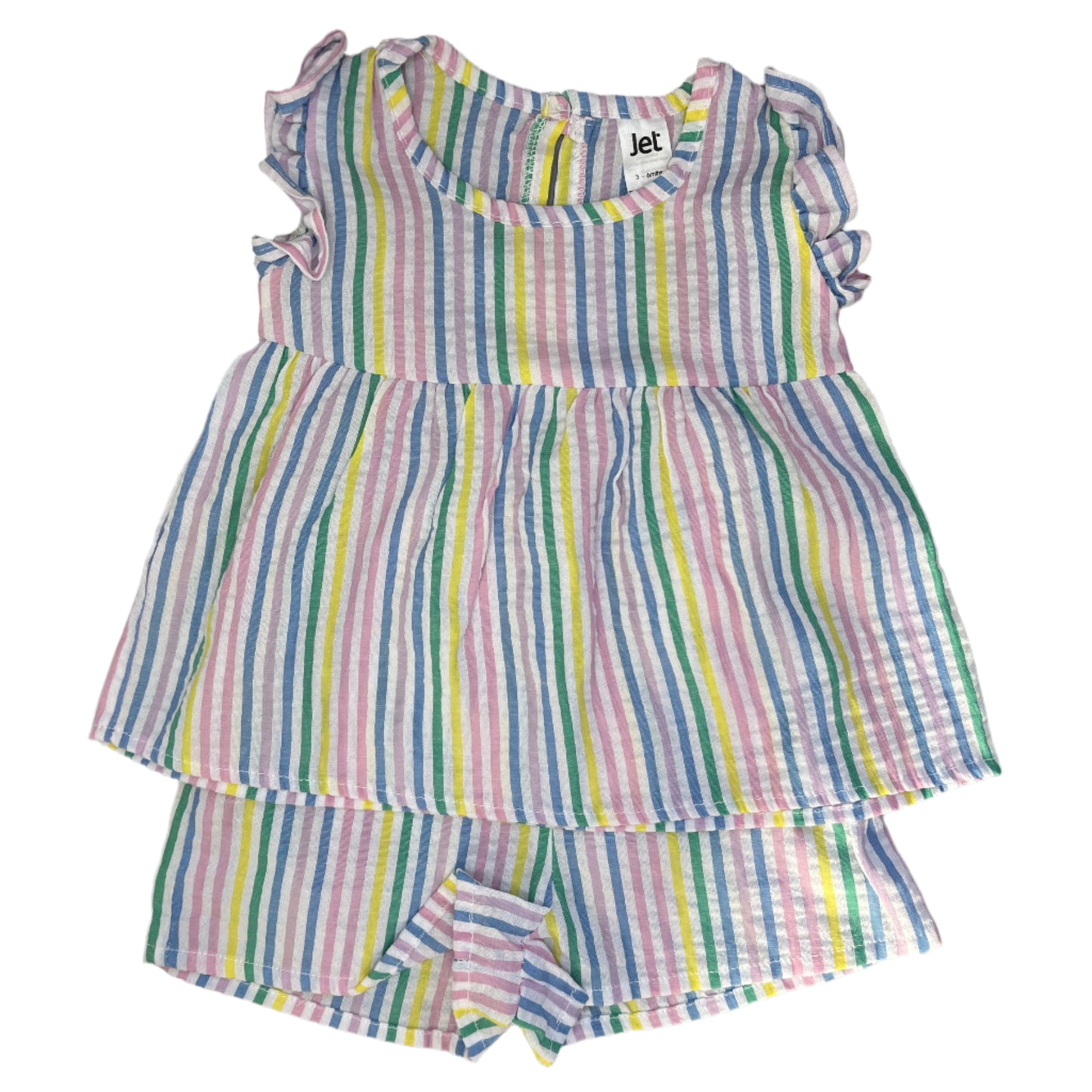 3-6M Striped tee with matching shorts - Jet