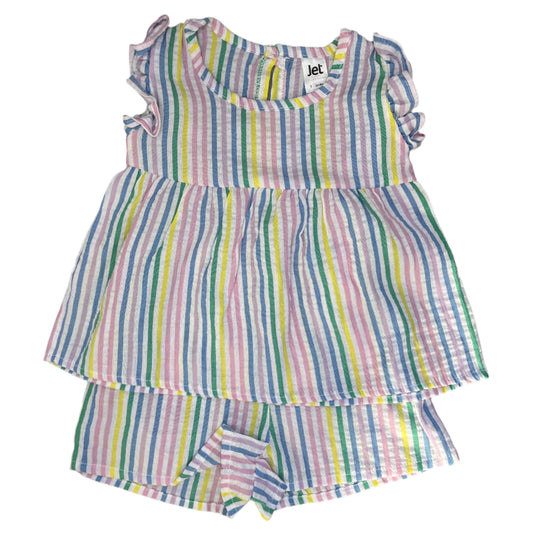 3-6M Striped tee with matching shorts - Jet