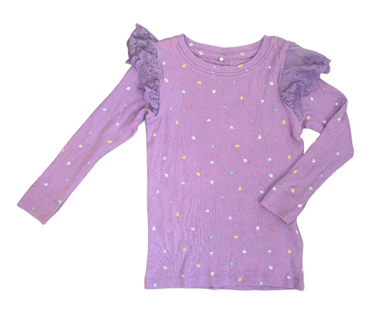 2-3Y Purple flower print long sleeve tee - Name it