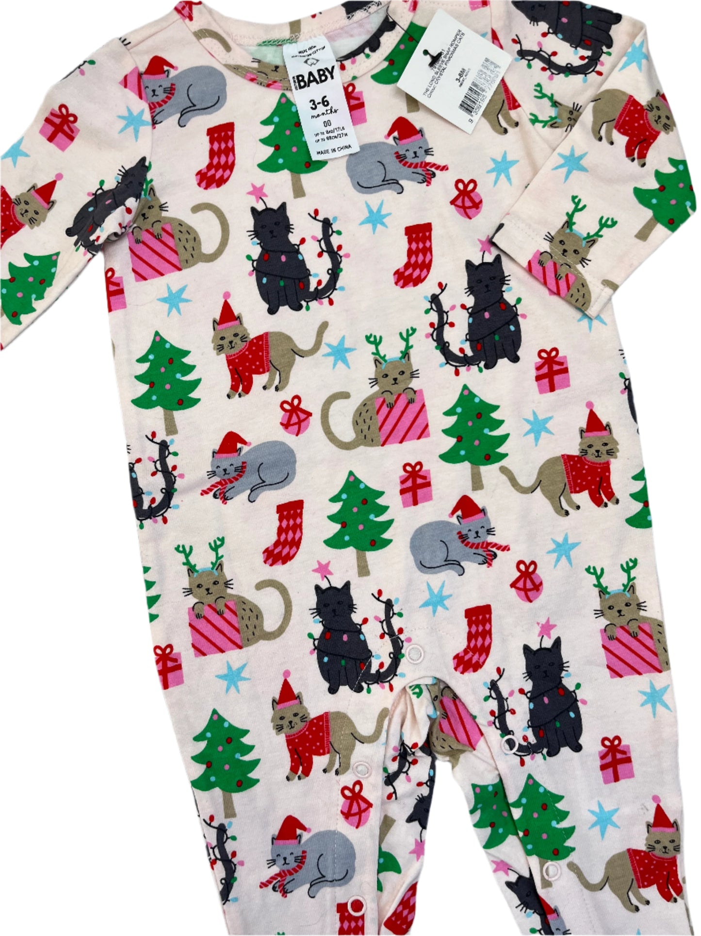 3-6M Cat Sleepsuit - Cotton On