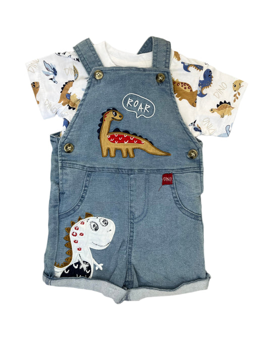 3-6M Dinosaur dungaree with matching tee - Ackermans Baby