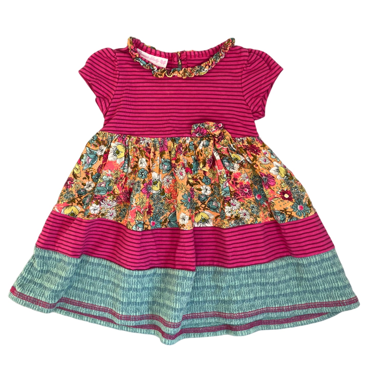 12M Striped floral dress - Bonnie Baby