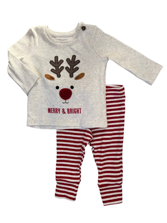 0-3M Merry & Bright leggings and long sleeve tee set - Primark