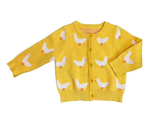 9-12M Yellow Cardigan with duck pattern - Shein