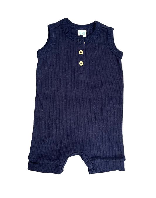0-3M Navy ribbed romper - Cuddlesome