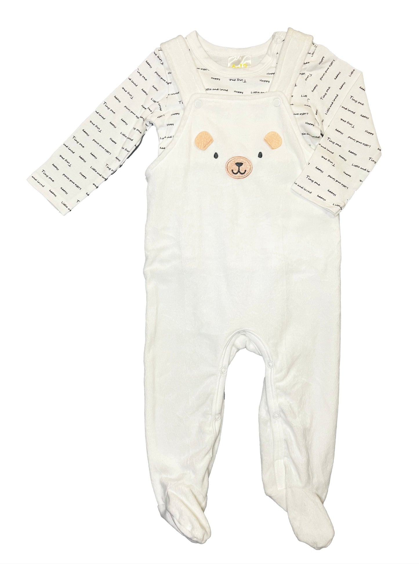 6-12M Dungaree romper with matching long sleeve tee - Cuddlesome