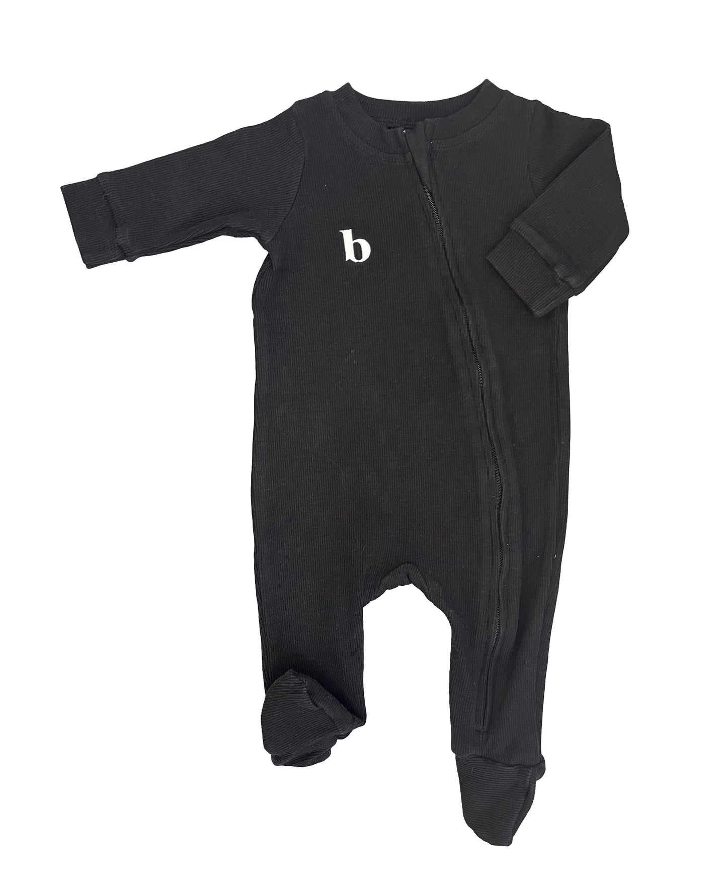 0-3m Ribbed sleepsuit in black - Bazoo South Africa
