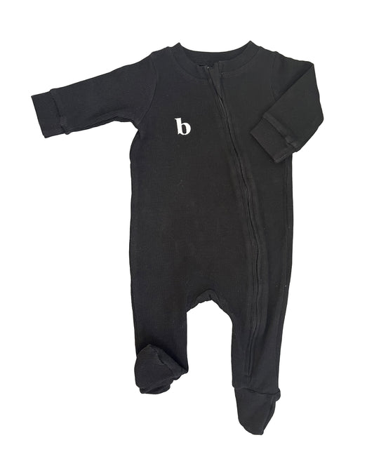 0-3m Ribbed sleepsuit in black - Bazoo South Africa