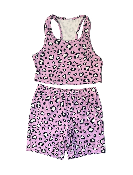 5-6Y Purple Print Gym set - Shein
