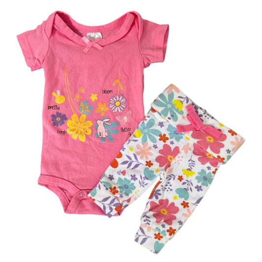 Newborn Vest and matching floral leggings - OneTwoThree