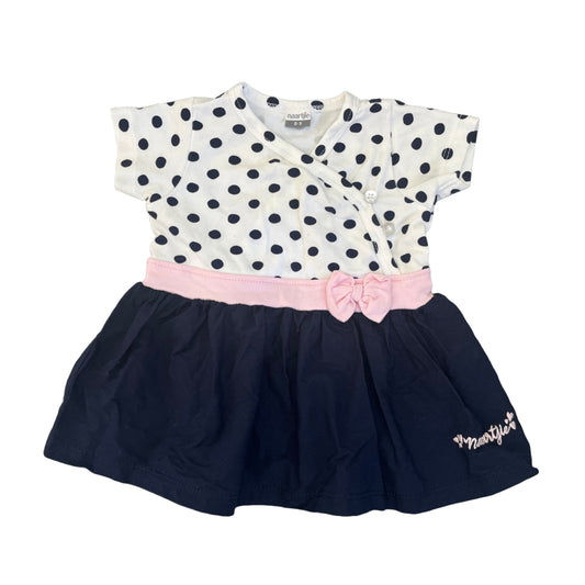 0-3M Navy, Pink and polka dot dress - Naartjie